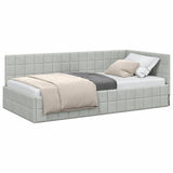 Corner Bed Frame Light Grey 90 cm x 200 cm Velvet 42016388