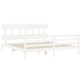 Bed Frame without Mattress White 200x200 cm Solid Wood 3195177