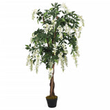Artificial Wisteria Tree 1260 Leaves 180 cm Green and White 359009