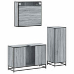 ZNTS 3 Piece Bathroom Furniture Set Grey Sonoma Engineered Wood 3300983