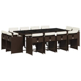 13 Piece Garden Dining Set with Cushions Brown Poly Rattan 3211221