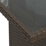 Garden Table with Glass Top Brown 100x55x73 cm Poly Rattan 366208
