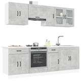 ZNTS 8 Piece Kitchen Cabinet Set Kalmar Concrete Grey Engineered Wood 3314825