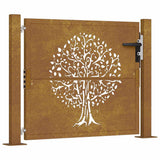 Garden Gate 100x125 cm Corten Steel Tree Design 153216