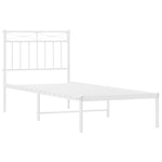 Metal Bed Frame without Mattress with Headboard White 75x190cm 373730