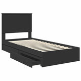 Storage Bed with Headboard Black 90 x 190 cm Engineered Wood 3411251