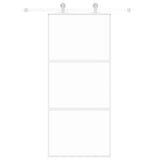 Sliding Door White 90x205 cm Tempered Glass and Aluminium 155205