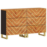 Side Cabinets 2 pcs Brown and Black 60x33.5x75 cm Solid Wood Mango 3206281