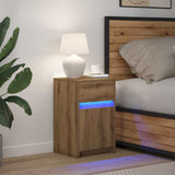 LED Bedside Cabinet Artisan oak 38 x 34 x 61 cm Engineered wood 874145