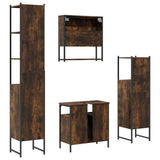 4 Piece Bathroom Furniture Set Smoked Oak Engineered Wood 3214707