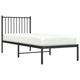 Metal Bed Frame without Mattress with Headboard Black 75x190cm 350854