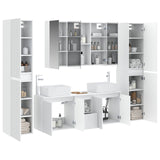 Bathroom Furniture Set 6 pcs White Engineered Wood and Glass 3407231