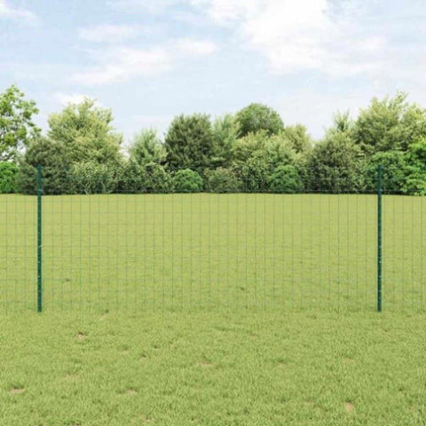 Fence with Posts Green 1 x 10 m Steel 3336042