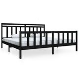3100982 Bed Frame without Mattress Black Solid Wood 200x200 cm