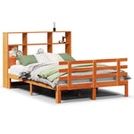 ZNTS Bookcase Bed without Mattress Wax Brown 140x190cm Solid Wood Pine 3322771