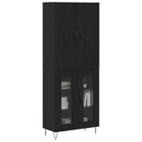 Highboard 2 pcs Black Oak Engineered Wood and Glass 3403167