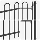 Fence Gate BOXTEL 103 x 124.5 cm Powder-Coated Steel Grey 42008866