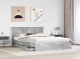 Bed Frame with Drawer Concrete Grey 140 x 190 cm Engineer Wood 3411120