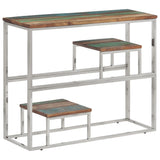 Console Table Silver Stainless Steel and Solid Wood Reclaimed 350016
