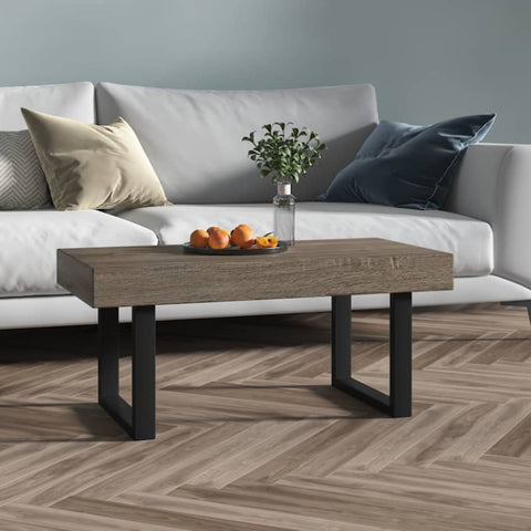 ZNTS Coffee Table Grey and Black 90x45x40 cm MDF and Iron 286101