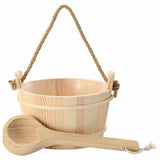 Sauna Bucket 2 pcs Brown Solid Pine Wood and Hemp 42023675