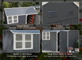 7 x 6ft Galvanised Garden Shed, with Latch - Dark Grey T3398P325234