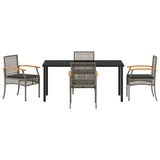 Garden Dining Set with Cushion 5 pcs Grey and Black Rattan 3380823