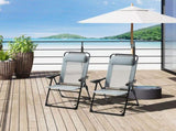 Set of 2 Portable Folding Recliner Outdoor Patio Adjustable Backrest, Grey T3398P323831