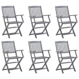 Outdoor Chair Set of 6 Grey Solid Acacia wood Standard Foldable 3065519