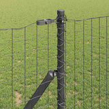 Embedded Fence Post 26 pcs Grey Powder-Coated Steel 3350135