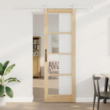 Sliding Door Natural 78 x 232 cm Solid Pine Wood and Glass 3332415