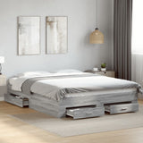 Bed Frame Grey Sonoma Engineered wood, Plywood Double Bed Frame 3280375