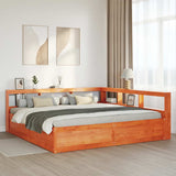 Bookcase Bed without Mattress Wax Brown 200x200cm Solid Wood Pine 3324450
