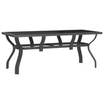Garden Table Grey and Black 180x80x70 cm Steel and Glass 318771