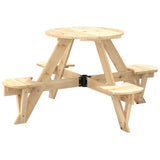 Picnic Table for 4 Kids with Umbrella Hole Round Solid Wood Fir 4008987