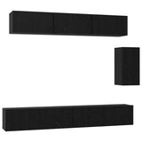 TV Cabinet Set 6 pcs Black Oak Engineered Wood 3393442