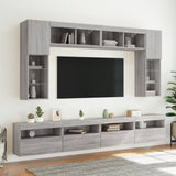 8 Piece TV Wall Cabinet Set with LED Lights Grey Sonoma 3216769