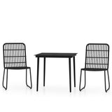 Dining Set Black PE rattan, powder-coated steel, glass Medium 3099179