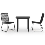 Dining Set Black Poly rattan, powder-coated steel, tempered glass 3060249