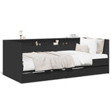 Daybed with Drawers without Mattress Black 75x190 cm Small Single 3280861