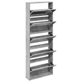 Shoe Cabinet with Mirror 5-Layer Concrete Grey 63x17x169.5 cm 3228281