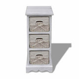 Wooden Storage Rack 3 Weaving Baskets White 240796