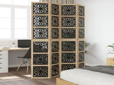 Room Divider 4 Panels Brown and Black Solid Wood Paulownia 358804
