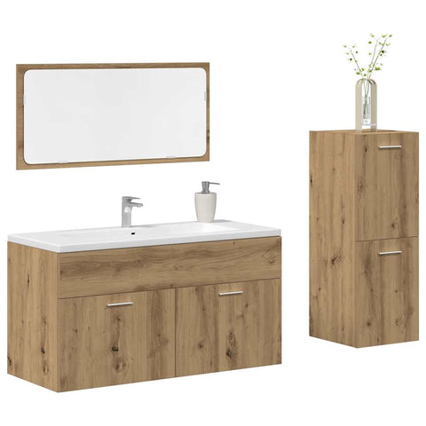 ZNTS 3 Piece Bathroom Furniture Set Artisan Oak Engineered Wood 3328594