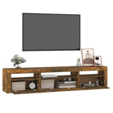 TV Cabinet with LED Lights Smoked Oak 195x35x40 cm 3152743
