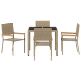 Garden Dining Set 5 pcs Beige Poly Rattan 3365389