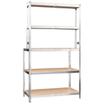 ZNTS 5-Layer Work Table with Shelves Silver Steel&Engineered Wood 152875