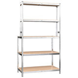 ZNTS 5-Layer Work Table with Shelves Silver Steel&Engineered Wood 152875