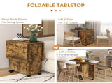 Multi-Storage Six-Person Drop Leaf Dining Table - Rustic Brown T3398P343307