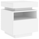 ZNTS Bedside Cabinet with LED Lights White 40x39x48.5 cm 836784